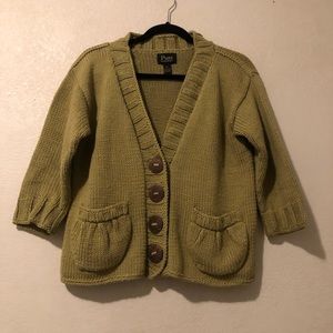 Pure Handknit Anthropologies Sweater 3/4 Sleeve Green
